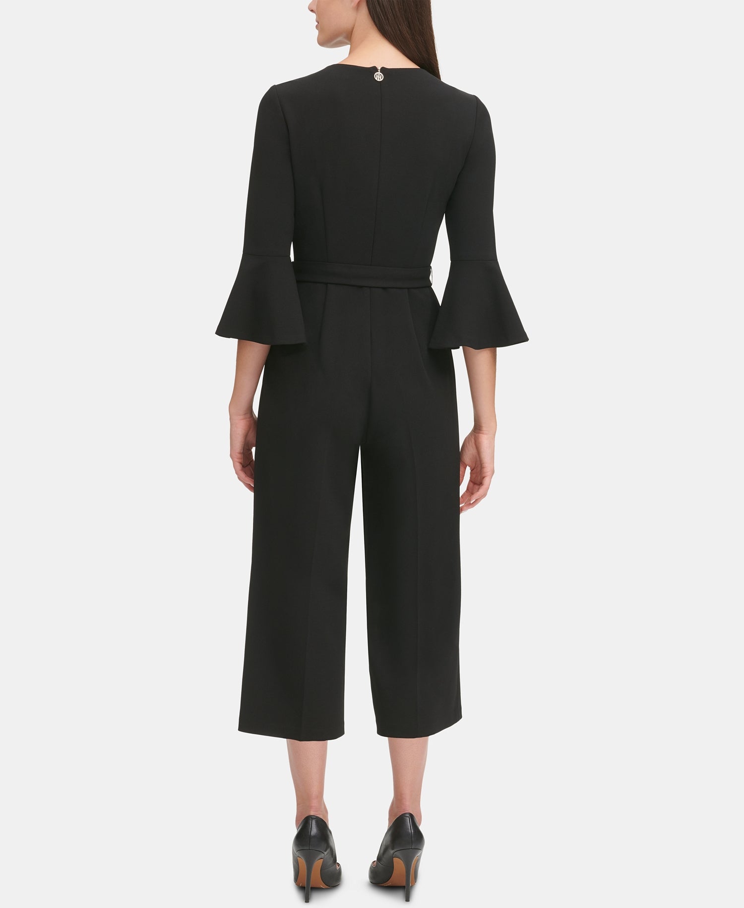 Tommy Hilfiger Womens Bell Sleeve Cropped Jumpsuit