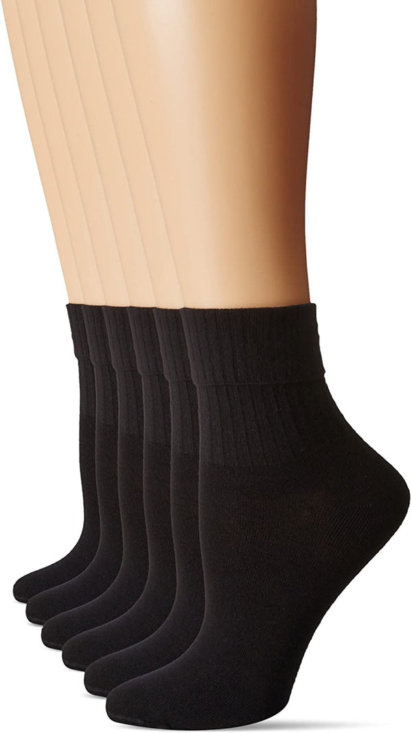 HUE Womens Turncuff Socks Black OS