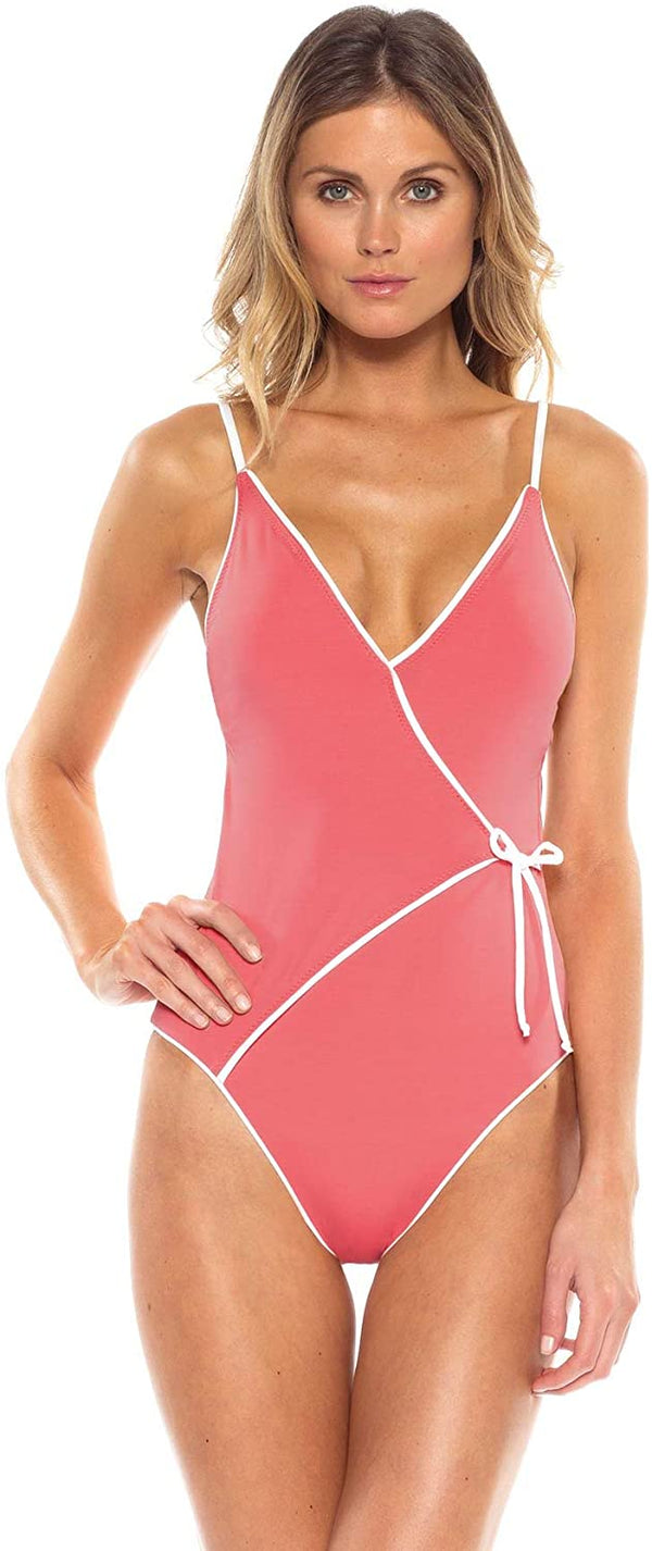 Becca by Rebecca Virtue Womens on the Edge Adjustable Tie Front One Piece Swimsuit