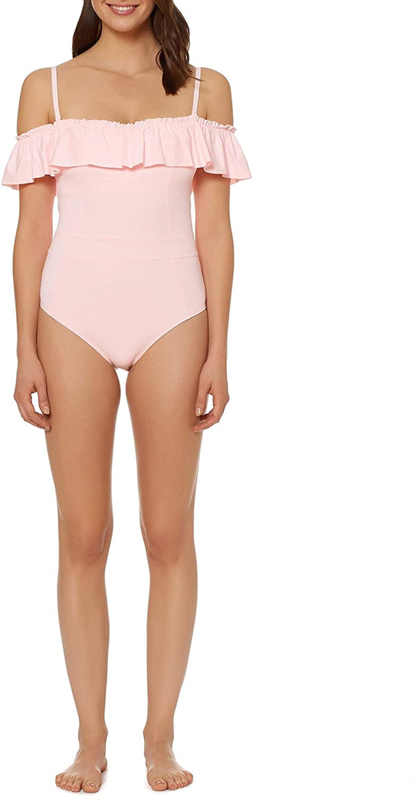 Bleu Rod Beattie Womens Off-the-shoulder One-piece Swimsuit RBCT18799-PINK PEARL
