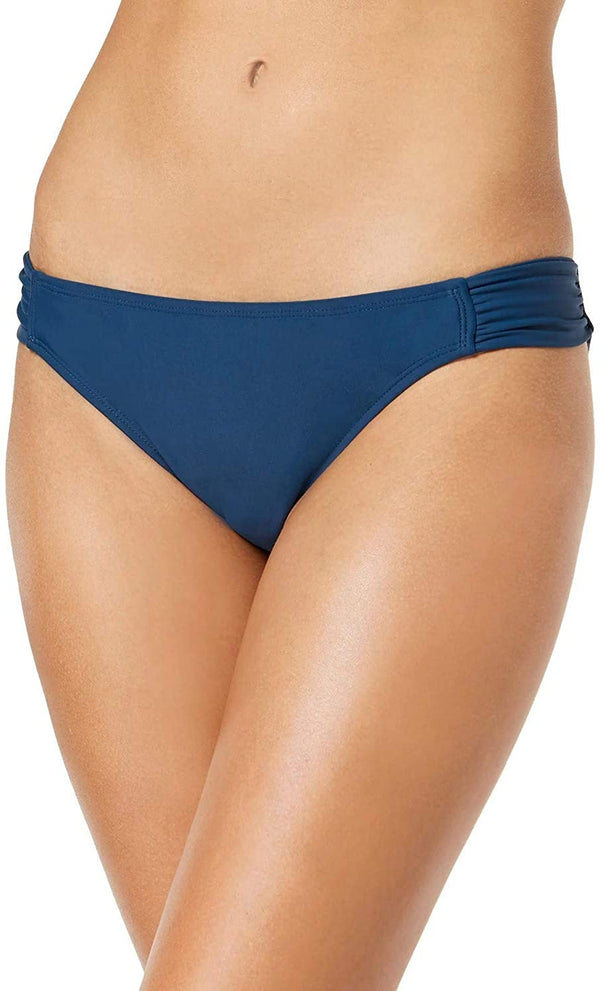 Hula Honey Juniors Shirred Side Tab Hipster Bikini Bottoms Navy/blue S