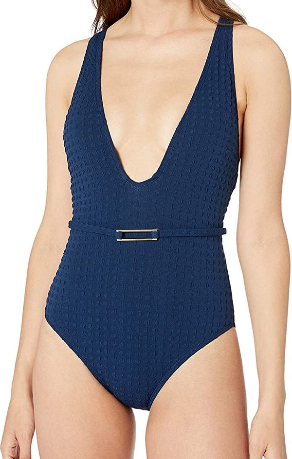 La Blanca Womens Get to the Point Strappy Back Plunging One Piece Swimsuit