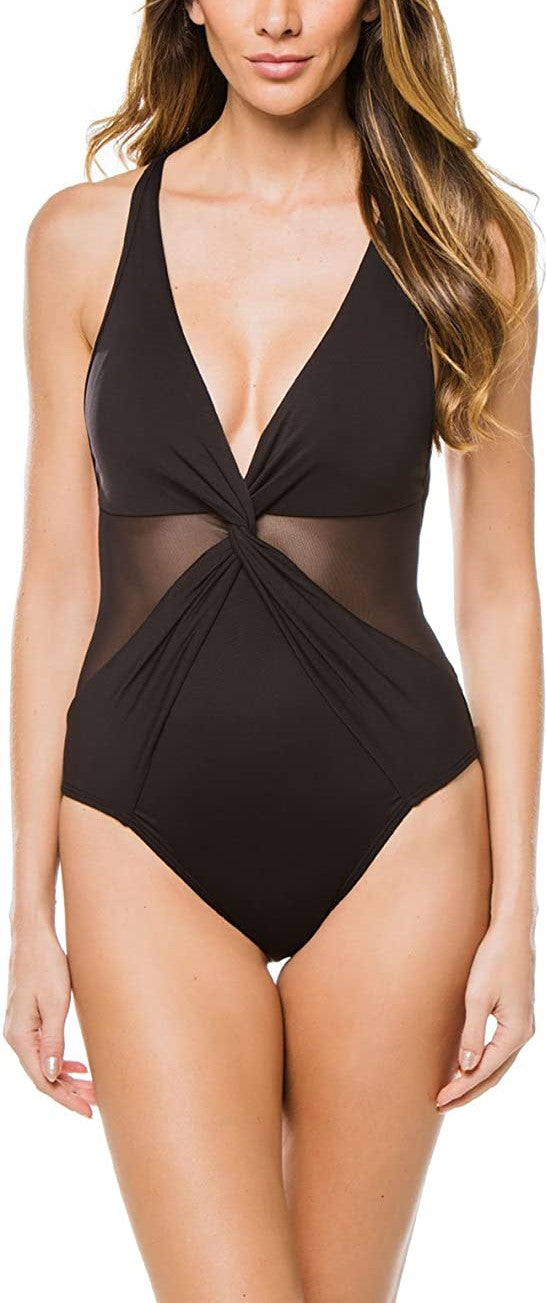 Michael Kors Womens Illusion One-piece Swimsuit MM3H249-001
