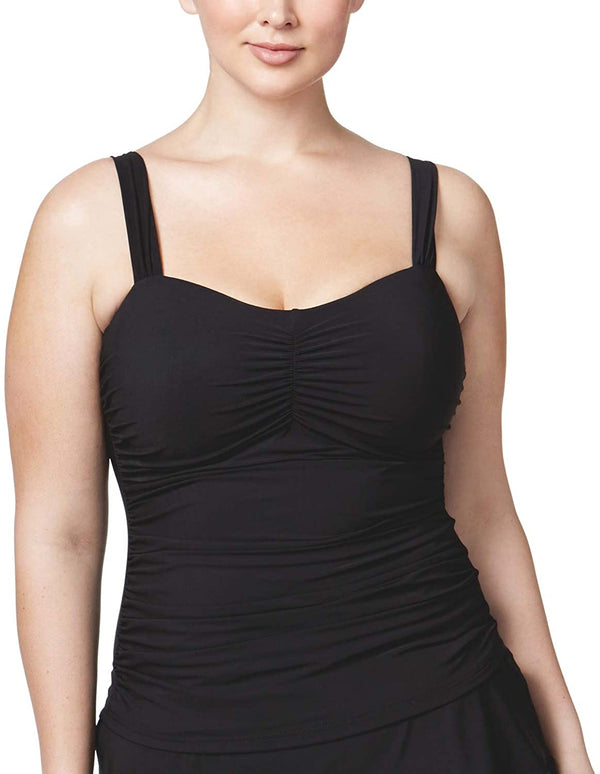Profile by Gottex Womens Plus Size Shirred Underwire Tankini Top