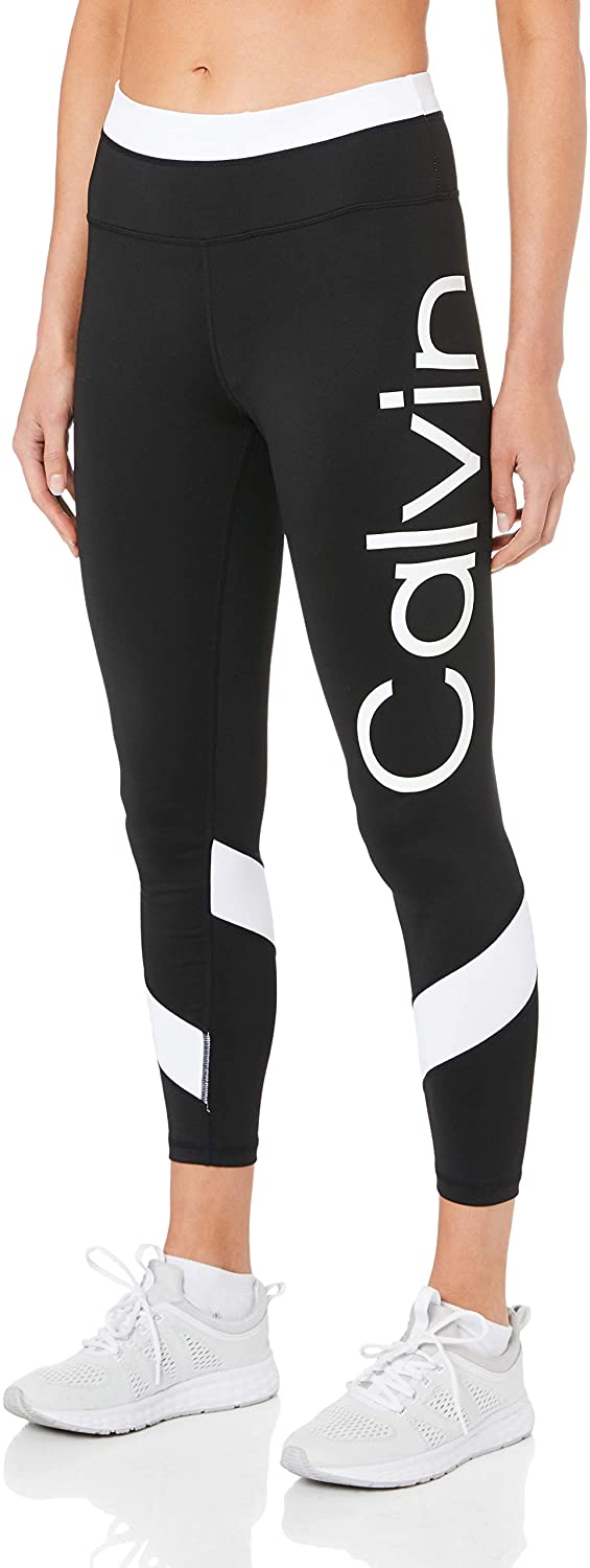 Calvin Klein Womens High Rise Colorblocked Logo Leggings