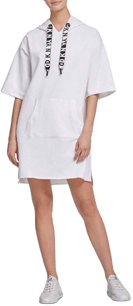 DKNY Womens Logo Hoodie Dress Color White