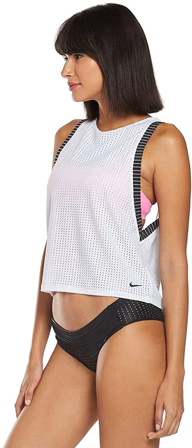 Nike Womens Mesh Layered Tankini Top Color White/Black