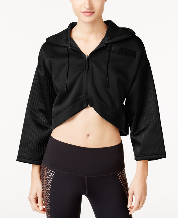 PUMA Womens Quilted Cropped Zip Hoodie