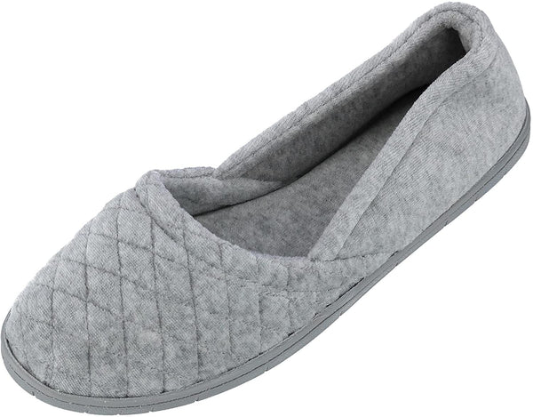 Dearfoams Womens Quilted Microfiber Velour Slippers Color Light Grey Heather