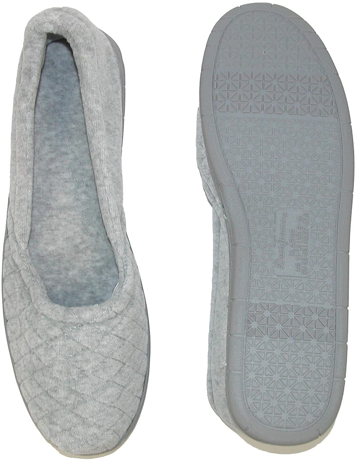 Dearfoams Womens Quilted Microfiber Velour Slippers Color Light Grey Heather
