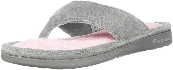 Dearfoams Womens Colorblocked Microfiber Terry Thong Slippers Color Sleet