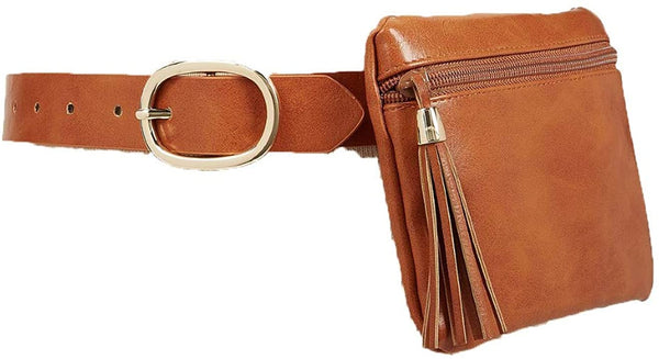 INC International Concepts Womens Tassel Belt Bag Color Cognac