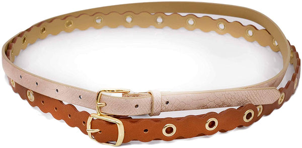 INC International Concepts Womens Piece Of 2 Snake And Grommet Belt