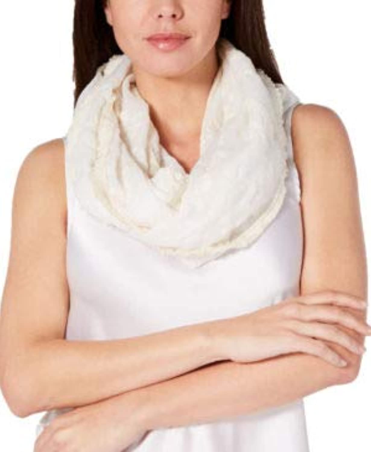 INC International Concepts Womens Embroidered Spring Loop Scarf Color White