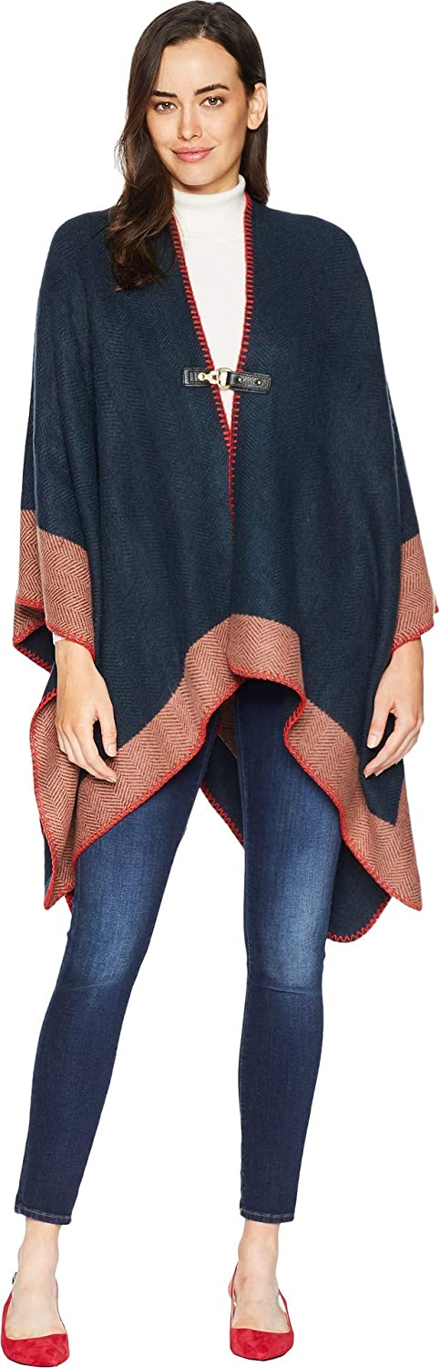 Vince Camuto Womens Whipstitched Chevron Poncho