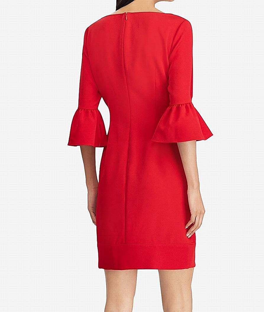 American Living Womens Crepe Bell-Sleeve Dress Color Red