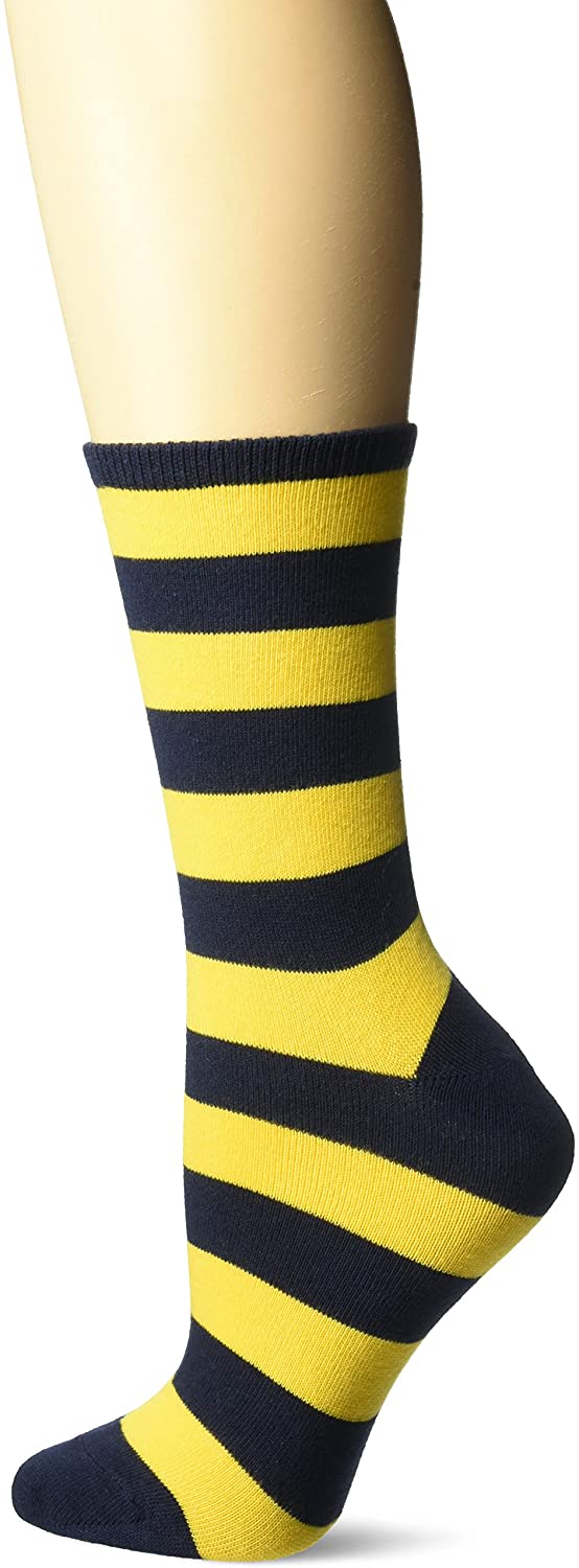 Hot Sox Womens College Rugby-Striped Socks Navy/Yellow 9-11