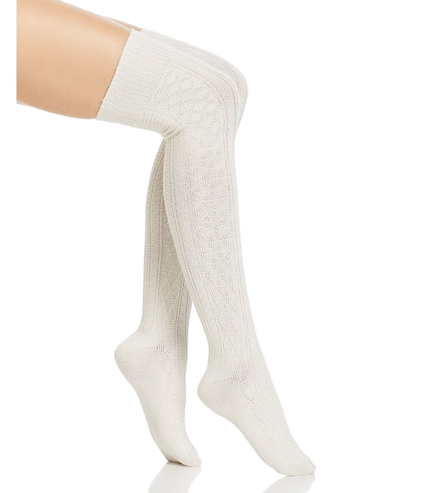 HUE Womens Supersoft Cable Knee-High Socks Color Ivory