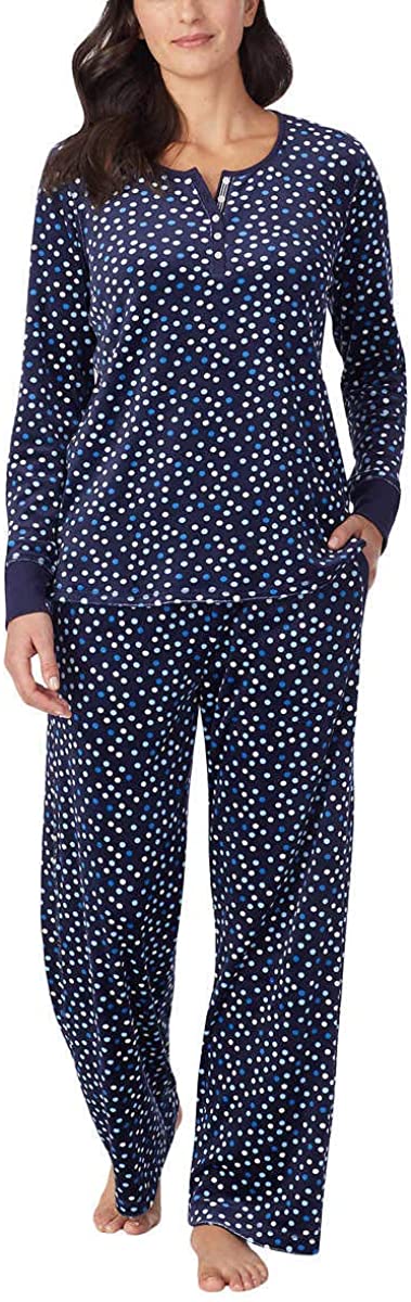 Nautica Womens Micro Fleece Silky Stretch Sleepwear Set Color Blue