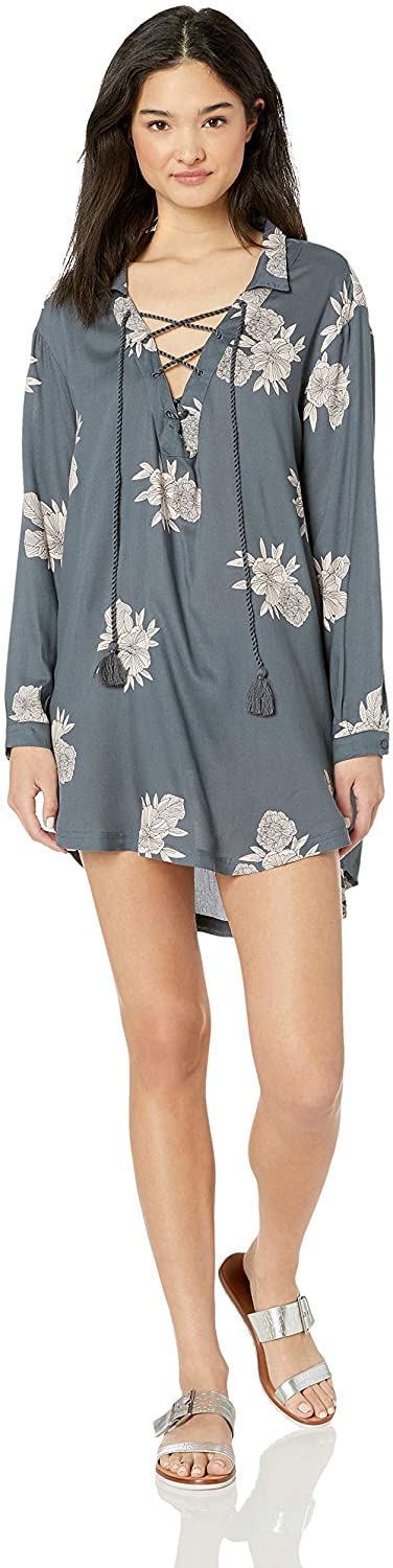 Roxy Womens Printed Lace-Up Cover Up Color Turbulence Rose/Pearls
