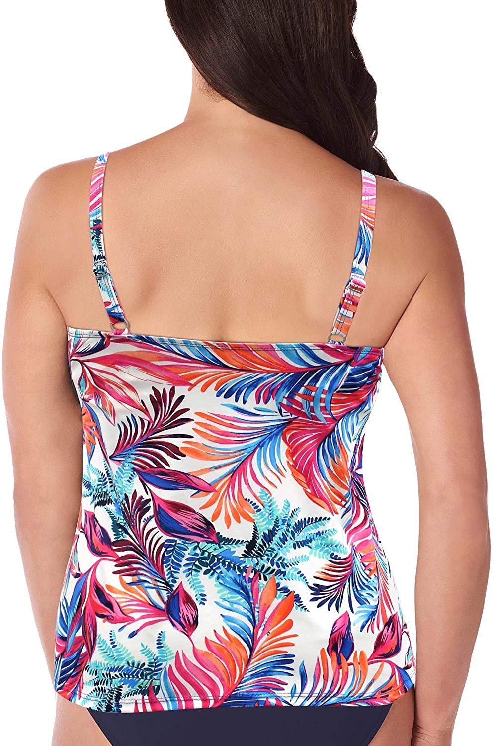 Swim Solutions Womens Sienna Printed Underwire Wrap Tankini Top Color Multi