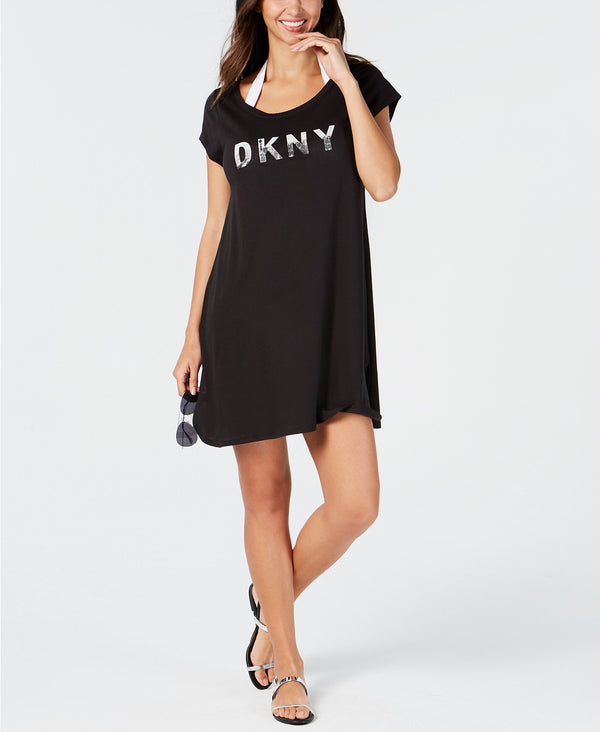 DKNY Womens Logo Cover Up Dress