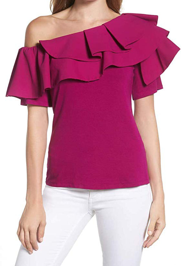 Vince Camuto Womens Ruffled Off The Shoulder  Top