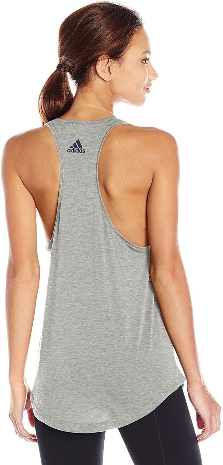 Adidas Womens Essentials Linear Loose Tank Top S97223-MED GREY HTR/NAVY