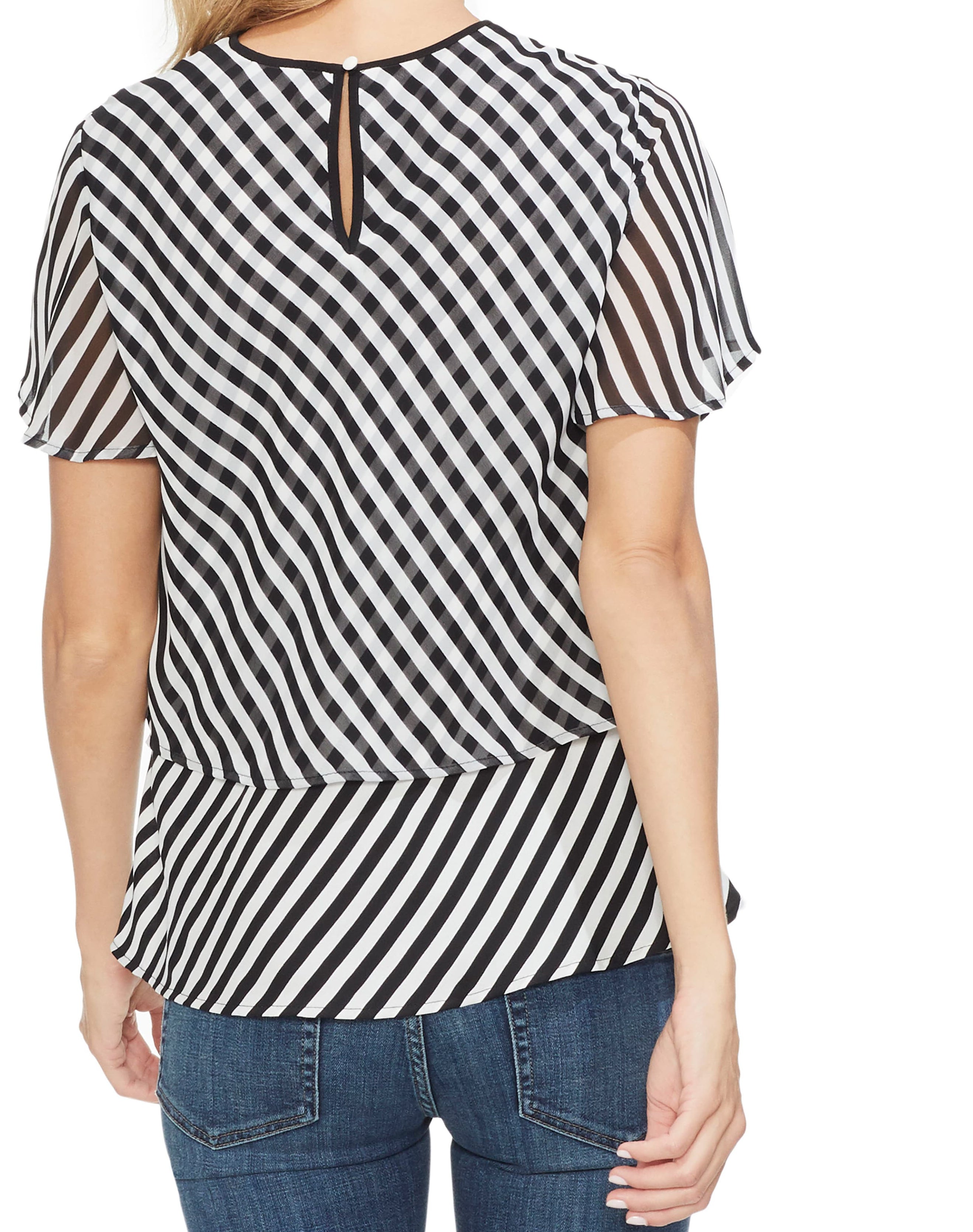 Vince Camuto Womens Striped Popover Top