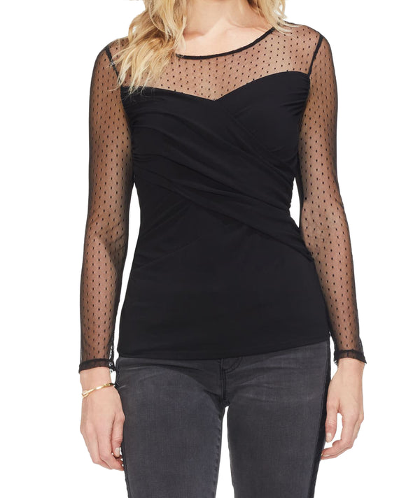 Vince Camuto Womens Crossover Illusion Top