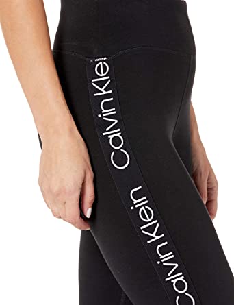 Calvin Klein Womens Repeat Logo Elastic Side Stripe High Waist Tight