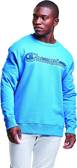 Champion Men's Powerblend Logo Sweatshirt,Balboa Blue,X-Large