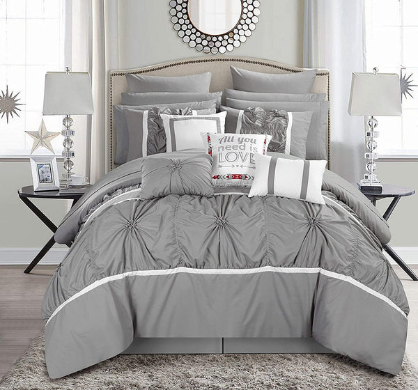 Chic Home Ashville 16 Pieces Midweight Embroidered Comforter Set