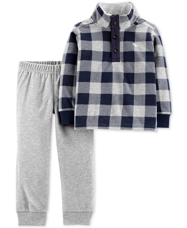 allbrand365 Designer Infant Boys Plaid Fleece Sweatshirt 2 Piece Set