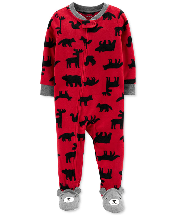 allbrand365 Designer Infant Boys Woodland Creatures Fleece Footed Pajamas