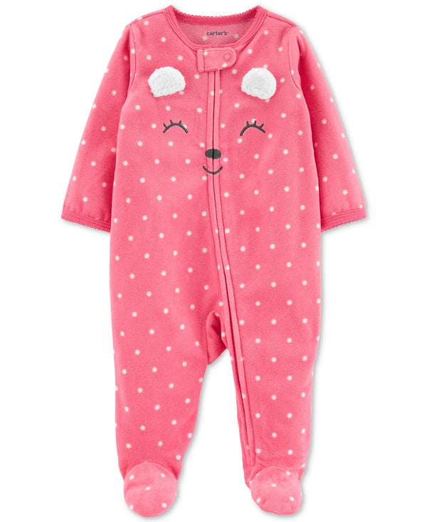 allbrand365 Designer Infant Girls Bear Zip up Fleece Coverall