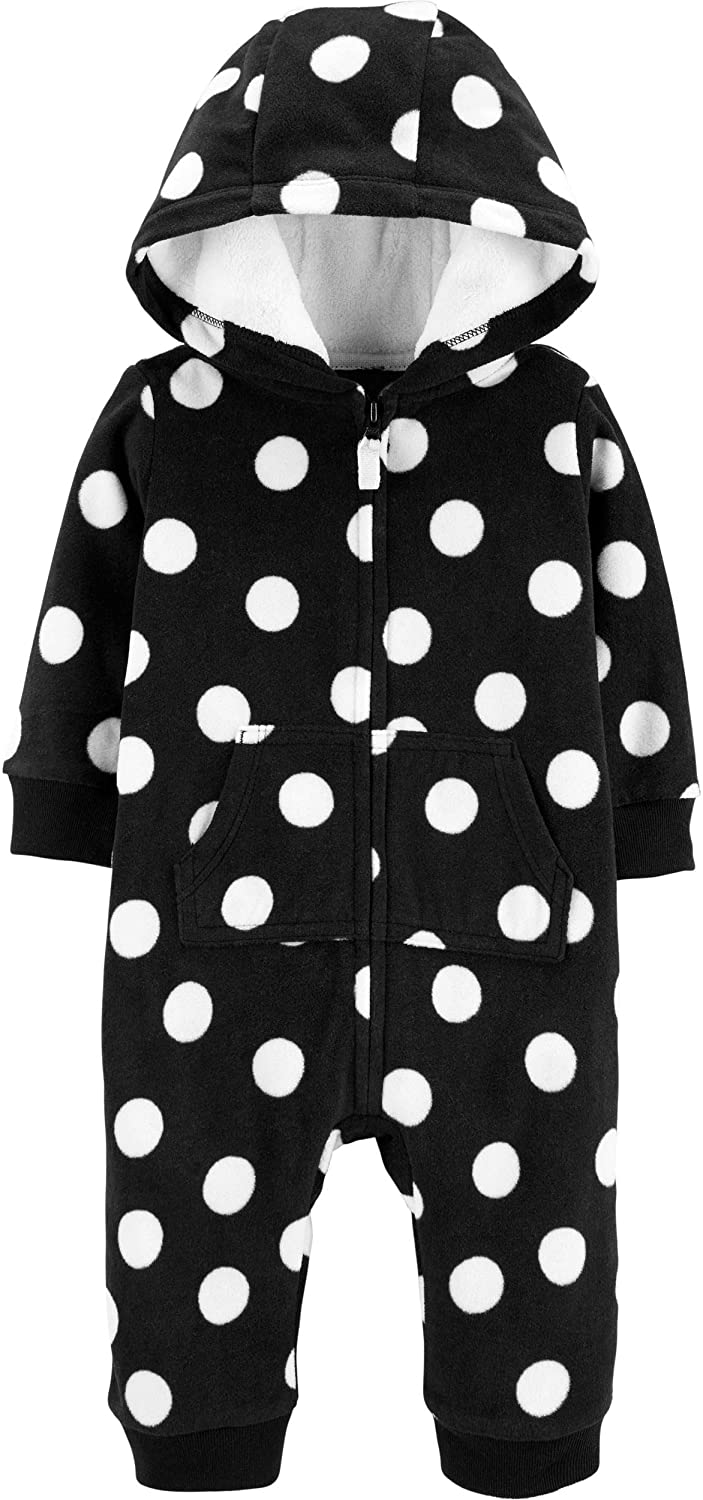allbrand365 Designer Infant Girls Dot Print Fleece Coverall