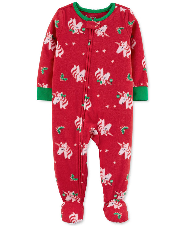 allbrand365 Designer Baby Girls Footed Fleece Unicorn Pajamas