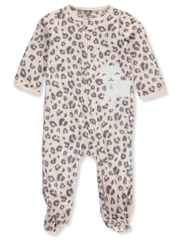 allbrand365 Designer Infant Girls Footed Fleece Leopard Print