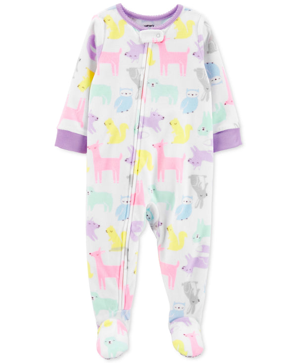 allbrand365 Designer Infant Girls Footed Fleece Woodland Creatures Pajama
