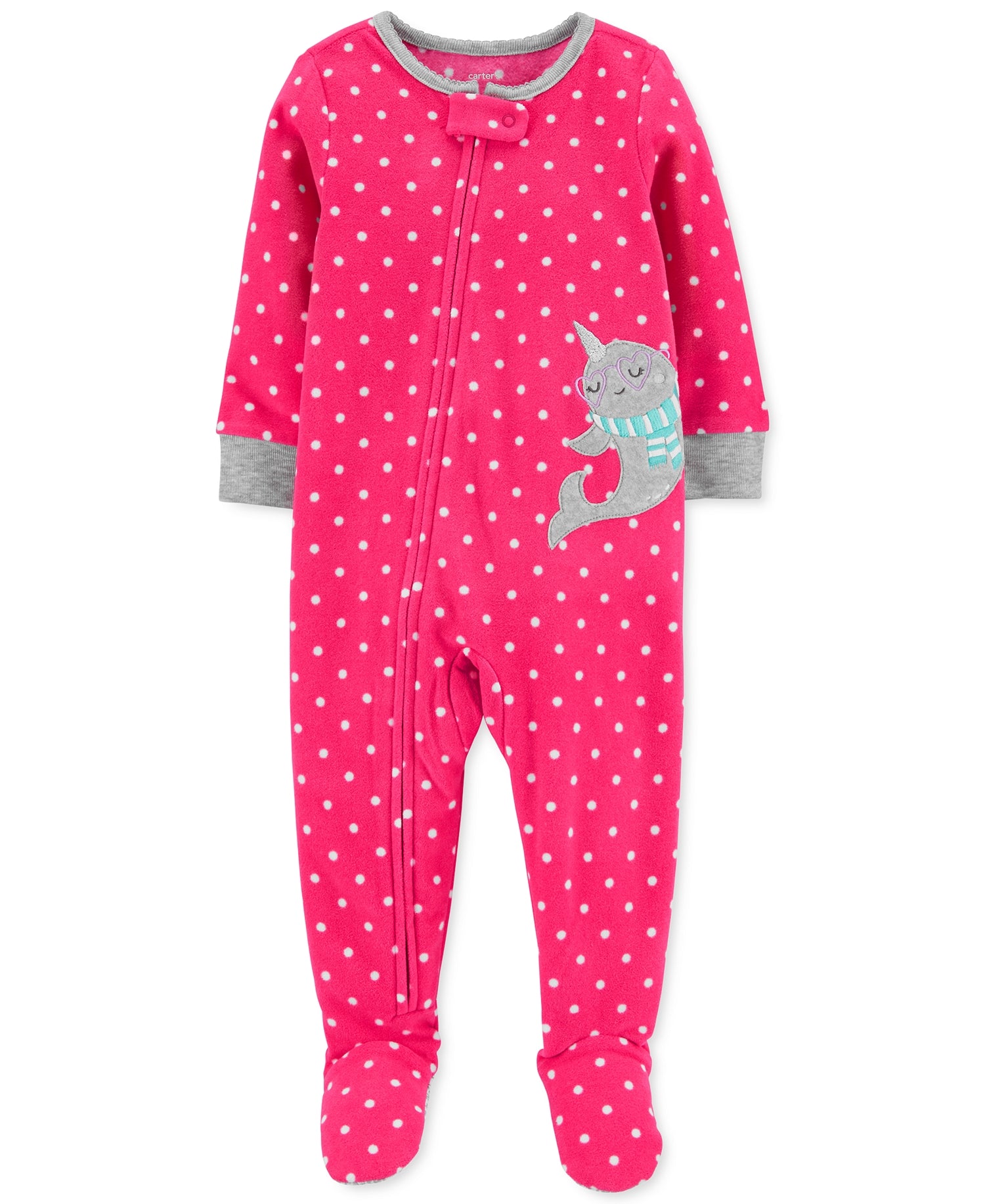 allbrand365 Designer Infant Girls Narwhal Fleece Footie Pajamas