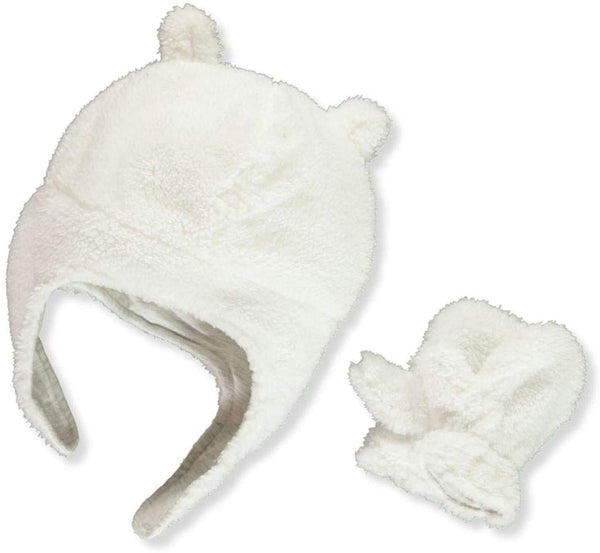 allbrand365 Designer Infant Girls Sherpa Hat And Mittens Set 2 Piece Set