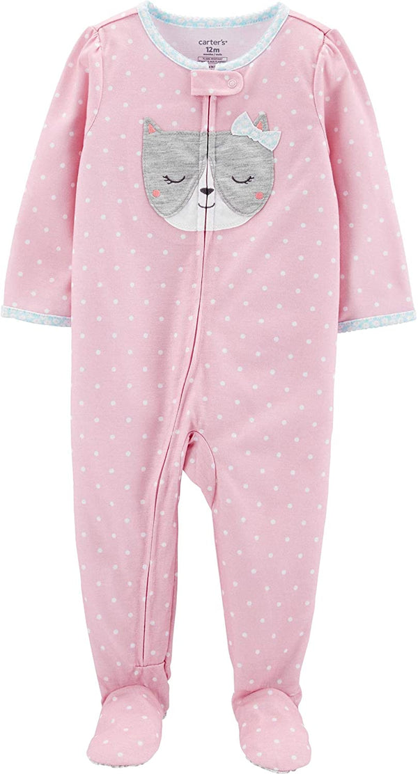 allbrand365 Designer Toddler Girls Dot Print Cat Footed Pajamas