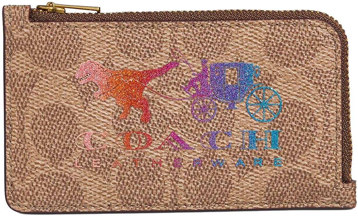 Coach Womens Coated Canvas Signature Rexy And Carriage Zip Card Case