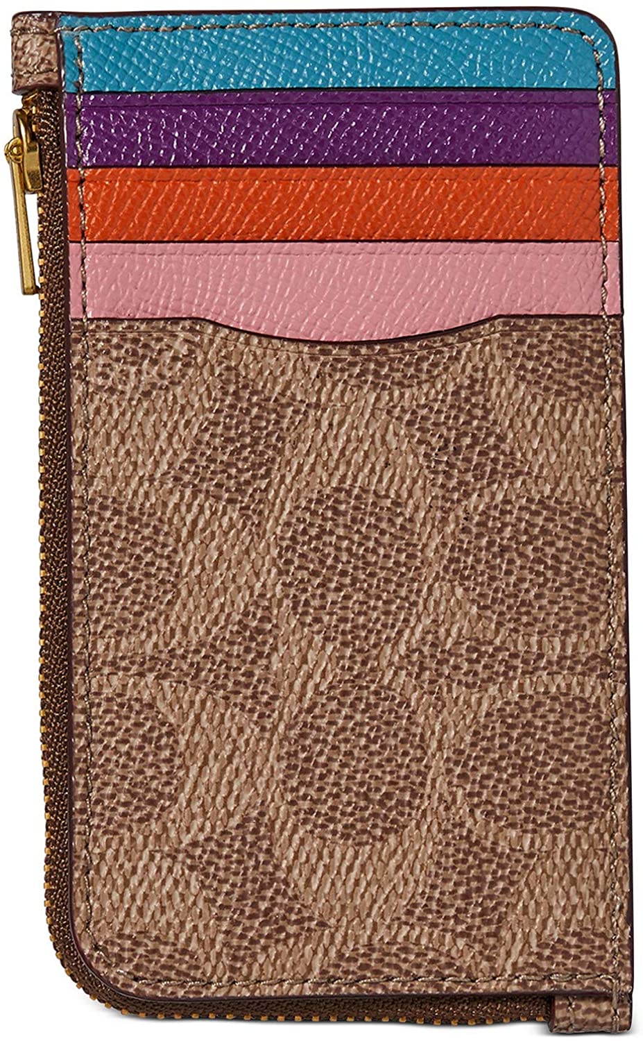 Coach Womens Coated Canvas Signature Rexy And Carriage Zip Card Case
