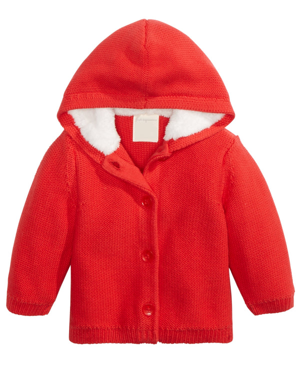First Impressions Unisex Baby Faux Sherpa Lining Hooded Sweater