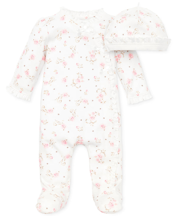 Little Me Infant Girls Printed Hat And Coverall Set