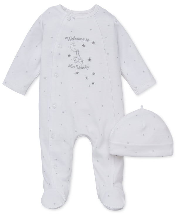 Little Me Unisex Baby Welcome To The World Footed Hat And Coverall Set