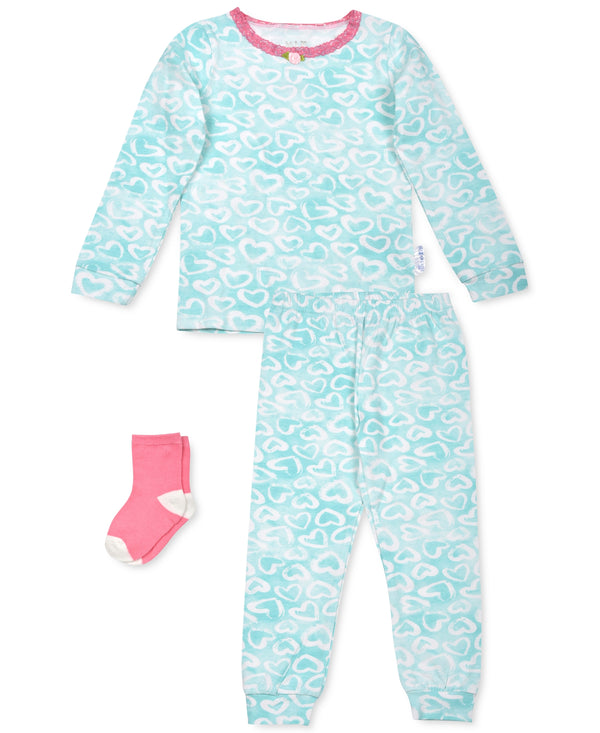 Max & Olivia Infant Girls Heart Print Pajamas And Socks Set 3 Piece Set