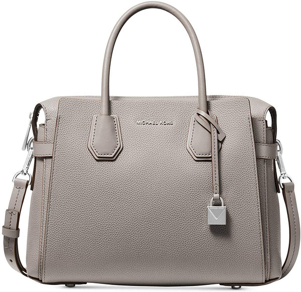 Michael Kors Womens Mercer Belted Pebble Leather Satchel Handbag